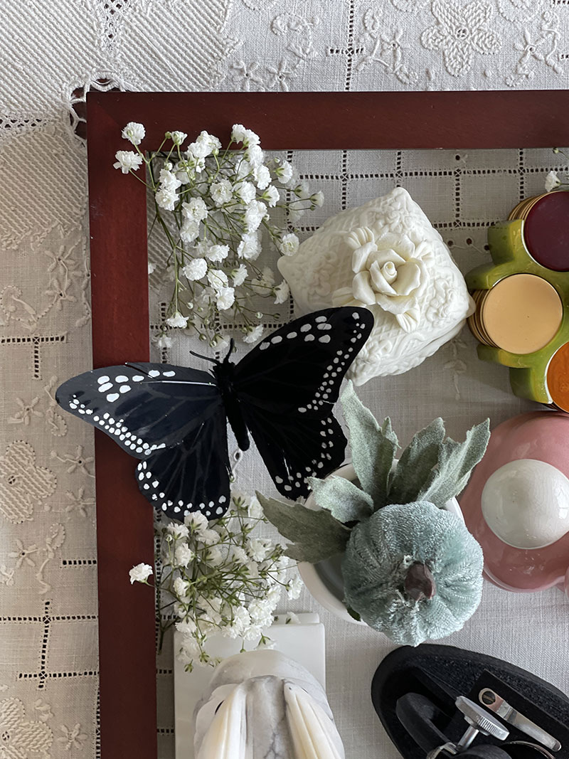 Table Centerpiece with many collectable items