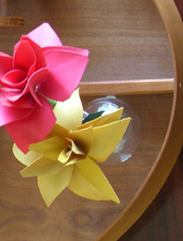 two flowers on table